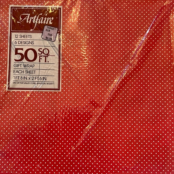 Vintage Christmas wrapping paper polka dot green - Picture 2 of 6